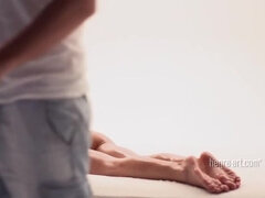 Brunette Rose in Solo Shoot with Tats and Small Breasts