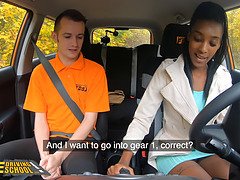 Fakedrivingschool ebony brit asia rae gets stuck and pounded