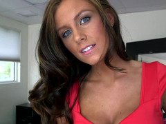 Brown haired slut with a large ass and big tits is playing solo
