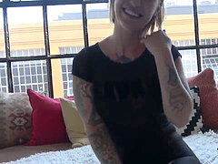 Inked super-bitch Kleio pleases milky guy with her tight asshole