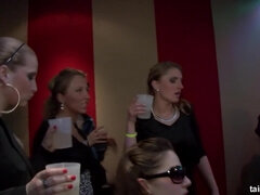 Drunk MILF touches big balls of handsome male dancer