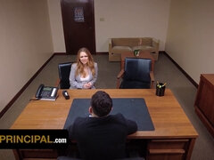 Kira Fox gets called into Principal Green's office for a hot sextape with her stepdaughter