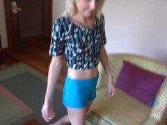 Blondin, Creampie, Trosor, Liten och nätt, Fitta, Strippning, Retas, Tuttar