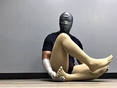 Men in Full Pantyhose With Toe Sock Five Finger