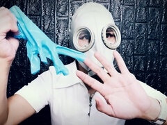 Rubber gloves, medical, kink