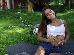 Brunetka, Žena, Vlasatej, Hd, Spodná bielizeň, Vonku, Sólo