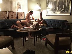 Two Blonde Babes DP Anal In Real Swinger Group Sex Late Night Hotel Party