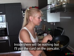 핑거링, 음식, 여자친구, 부엌, 레즈비언, 대단히, 보지