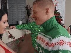 Grosse bite, Gros seins, Sucer une bite, Brunette brune, Mère que j'aimerais baiser, Fête, Rugueux, Plan cul à trois