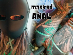 Tattooed Masked Girl Anal Fuck and Pussy Covered in Cum