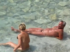 해변, 금발의, 커플, Hd, 나이든, 야외의, 공개적인, 스파이