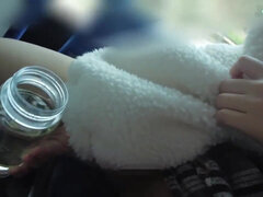 Asiatisk, Vacker, Kvinna, Japansk, Onani, Orgasm, Utomhus, Tonåring