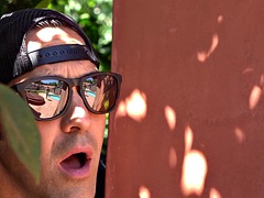 Horny neighbor caught spying on milf with perfect ass taking a shower in the backyard after a sweaty workout