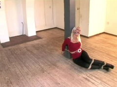 Blonde, Habillées, Femelle, Bâillonner, Attachée