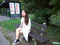 Public agent cheeky asian wants to pay to nail his huge fat dick