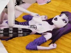 Monster High Halloween Fuck: Elissabat & Rochelle Goyle Vampire Sex Creampie