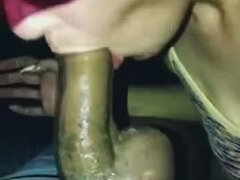 Trunk lovin� chick is dressed in a mask while gargling, in the middle of the night