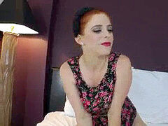 Anal, Sucer une bite, Éjaculation interne, Lingerie, Petite femme, Rousse roux, Jarretelles