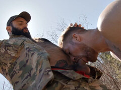 Dominant hunter barebacks bottom outdoor