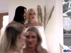 Bffs in a lesbian foursome with new gfs