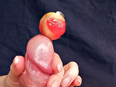 Humiliated slave gets ruined orgasm with huge cumshot after seduction session. Amateur Femdom