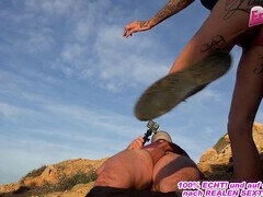 Slim blonde German milf enjoying an outdoor sex marathon in Mallorca