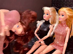 Small Penis Cumming on Clothed Barbie Dolls and Her Friends - CFNM and Bukkake Fetish Cumshot