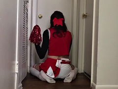 The cheerleader loves to ride her dildo