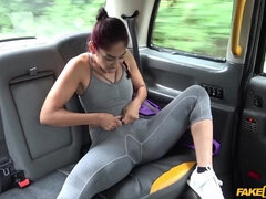 Taxi driver helps long-legged hottie relax with a doggy fuck