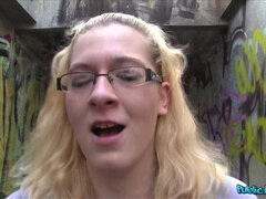 Stranger Offers Nerdy Blonde A Modeling Job If She Fucks Him Outdoors 2