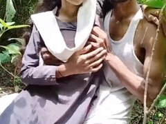 Desi college girlfriend from an Indian village gets rough in the jungle