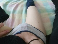 Toccando, Lesbica, Masturbazione, Mutandine, Figa, Gonna, Calze, Ragazza