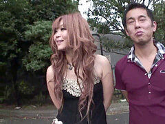 오랄섹스, 머리카락이 많은, 일본인, 야외의, 빨간 머리, 빨아들이는, 청소년