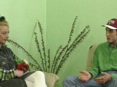 Vintage blonde cashier gets her mouth and pussy fucked hard