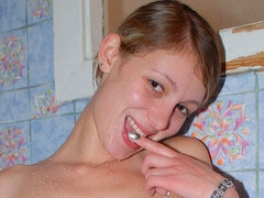 素人, ブロンド, バック, 剃毛, ガリガリ, タトゥー, オッパイの