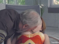 Old-n-Young.com - Candy Red - Ginger cutie drinks old sperm