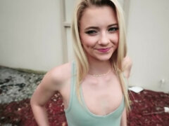 Shy blonde agrees to blow a stranger for some cash