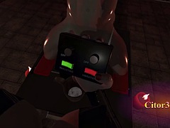 Citor3 3D VR Game Recording SFM  Latex big tits mistress milks slave on sybian with lots of precum with POV