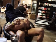 Euro Amateur Couple has Public Sex in Cafe - Blonde Christen Courtney