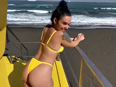 Strand, Bikini, Latina, Onani, Mogen, Offentlig, Student, Tonåring