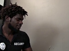 Security officer catches thief and fucks him hard without a condom