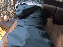 A Great Gift for St. Valentin- Blow-job, Fuck and Lot of Cum on My Long Fur Hooded Downjacket 245