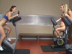 Dildo ride workout before lesbian threesome with Kenna James & friends