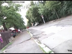 Redhead Goddess Gives Intense Blowjob and Handjob in Public Threesome