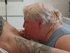 Wife Watches as Neighbor Sucks My Dick and Swallows Cum