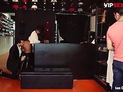 Noe Milk - Black Bubble Butt Latina Fucking On A Store With Two Horny Boys