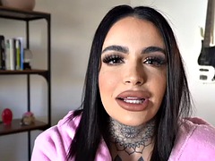 Busty tattooed lesbian licks girlfriends pussy in passionate dyke sex