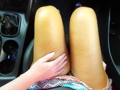 Stepmom in High Heels Teases Step Son During Morning Car Ride