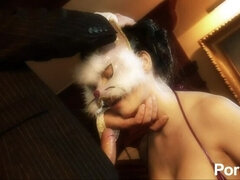 Grande cazzo, Tette grandi, Brunetta, Tettona, Pisello, Da dietro, Maschera, Cavalcando