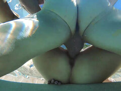 Peitos grandes, Boquete, Morena, Ao ar livre cartaz de rua outdoor, Piscina